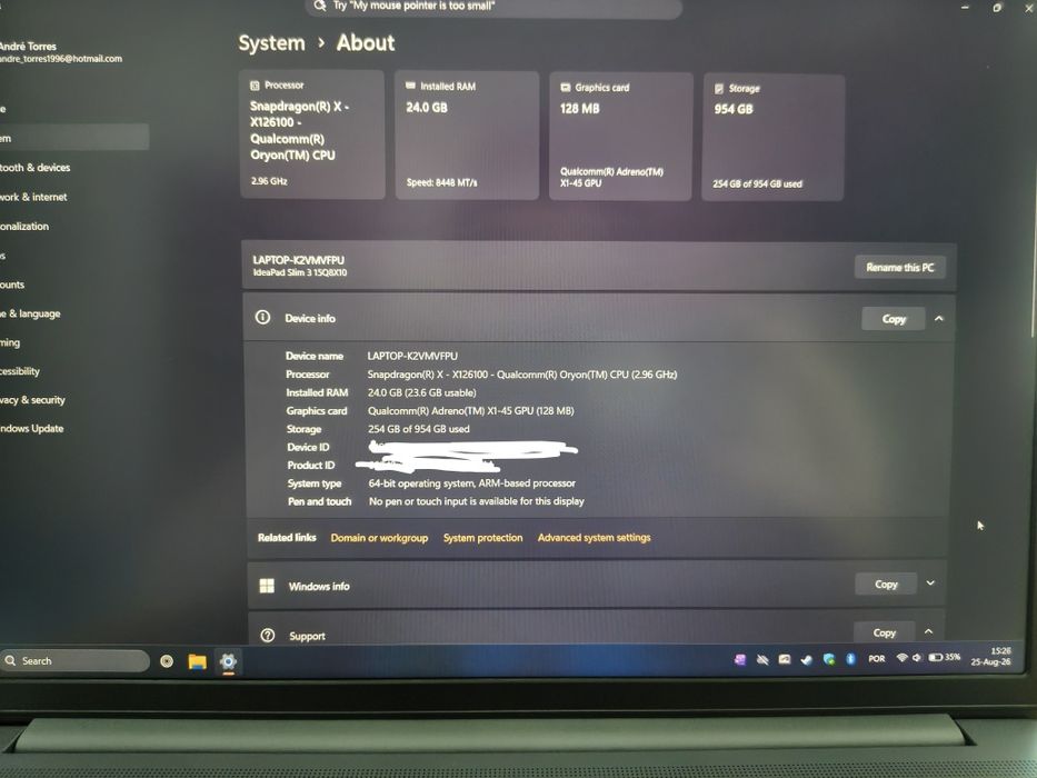 Lenovo IdeaPad Slim 3 - Snapdragon X - 24GB - 1TB