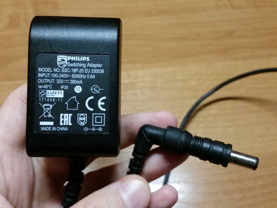 Блок питания 33V 380mA пылесоса Philips PowerPro (6,3х3,0мм) зарядное