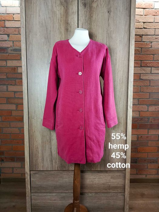 Seasalt Cornwall bawełniany płaszcz róż damski 55% hemp elegancki M 38