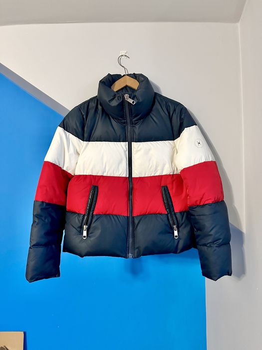 Puchowa zimowa kurtka puffer Tommy Hiliger oryginalna puch kaczy