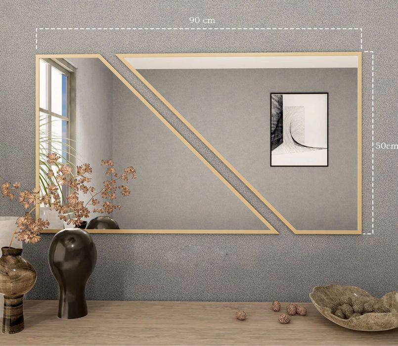 Drewniane Duze Lustro Ścienne z Drewniana Rama 50X90CM