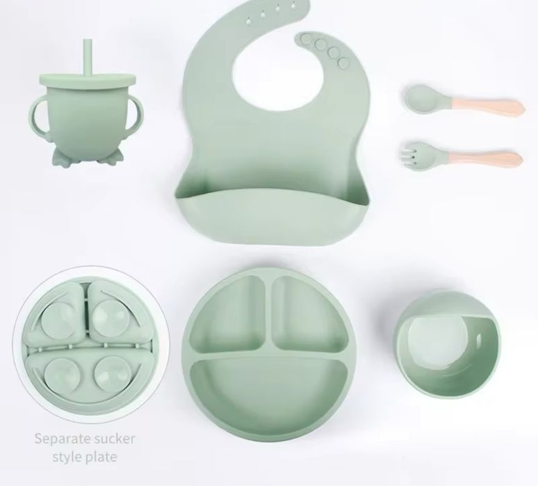 Набір дитячого силіконового посуду, дитяча тарілка, посуд для немовлят