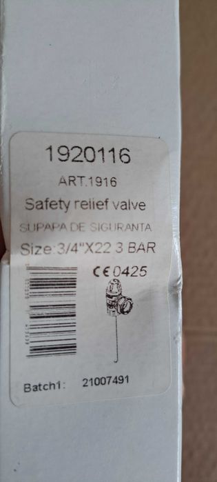 Válvula de segurança de 3/4" de 3 Bar e 90°C
