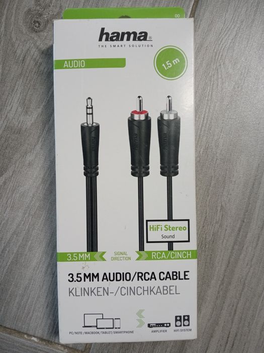 Kabel Audio Hama Jack 3.5 mm na 2 x RCA 1.5 m