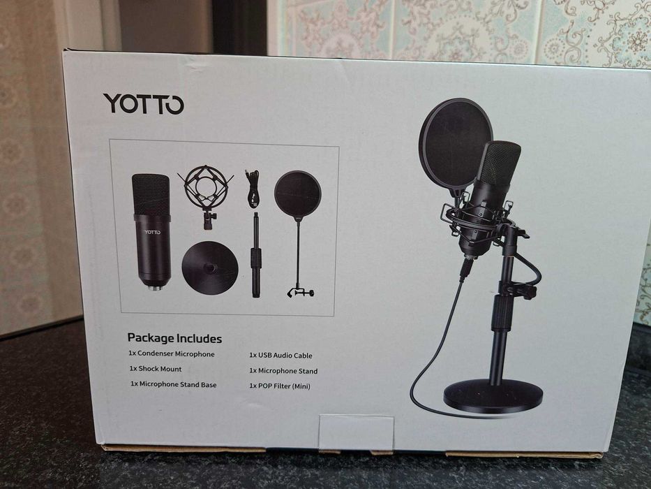 Microfone YOTTO USB Condensador — Kit Completo — Novo