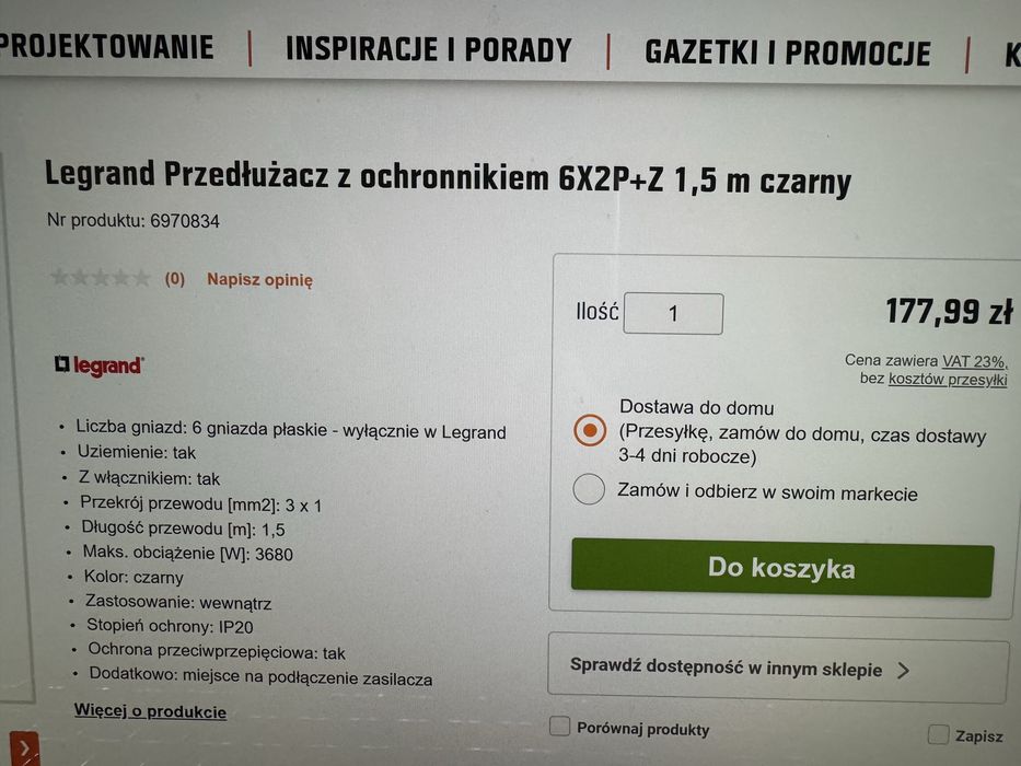 Przedluzacz z ochronnikiem burzowym