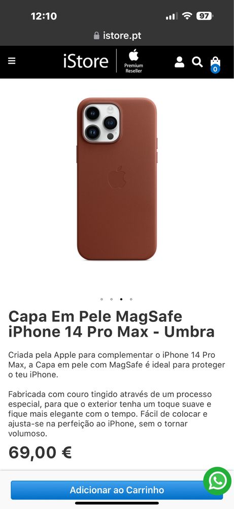 Capa em Pele Apple com Magsafe para Apple iPhone 12 Pro Max