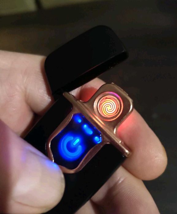 Зажигалка спиральная USB 712 в упаковке. Розница. Цвет: черный