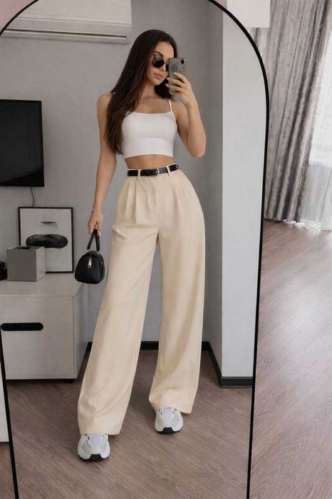 Жіночі класичні брюки палаццо прямі штани костюмні