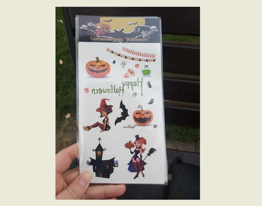 Временно тату "halloween " хэллоуин тыква ведьма