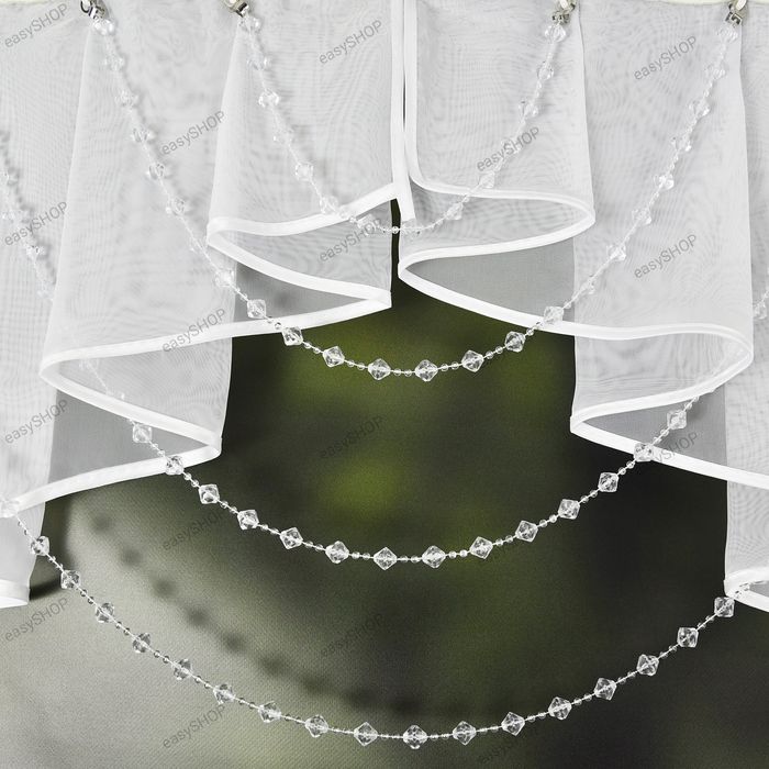 Firana z panelem ażurowym i kryształami