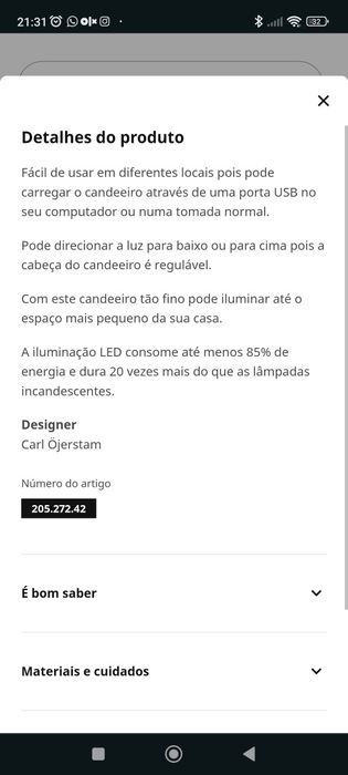 Candeeiro LED de mesa IKEA64751555267586127