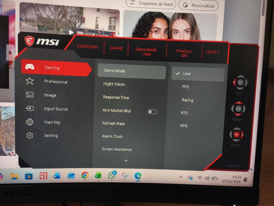 Monitor 165hz 1ms MSI curvo