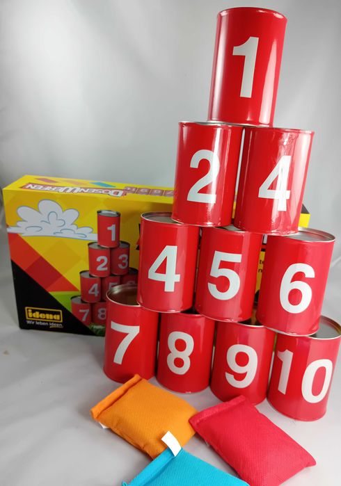 Gra zręcznościowa puszki czerwone mix - BS Toys