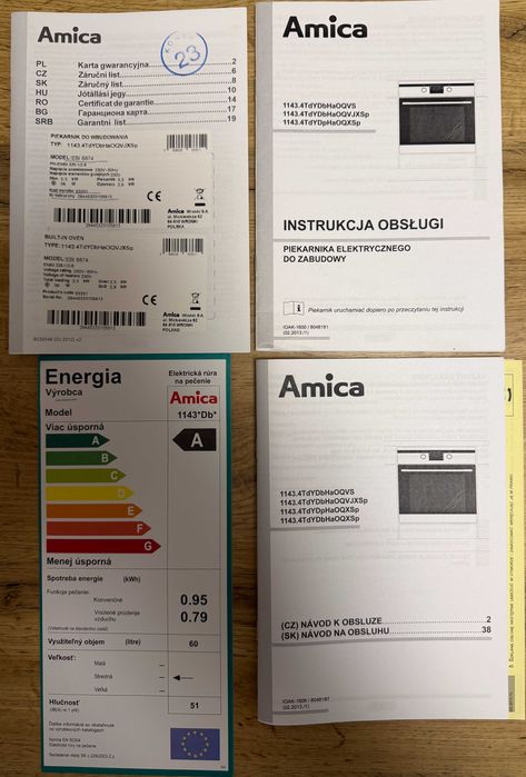 Piekarnik do zabudowy AMICA EBI 8874 o wym. 560x560x595mm