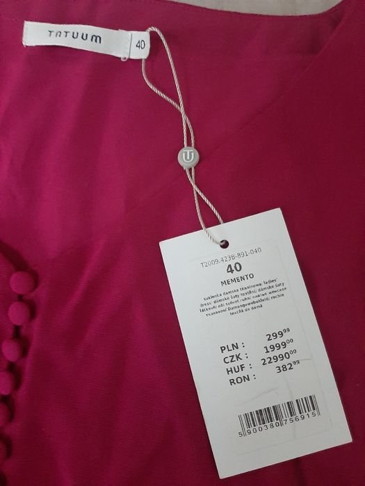 Nowa Sukienka Tatuum w kolorze fuksji 40