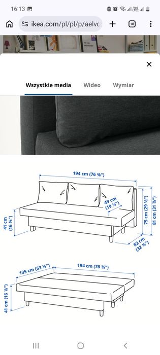 Wersalka ikea z funkcją spania