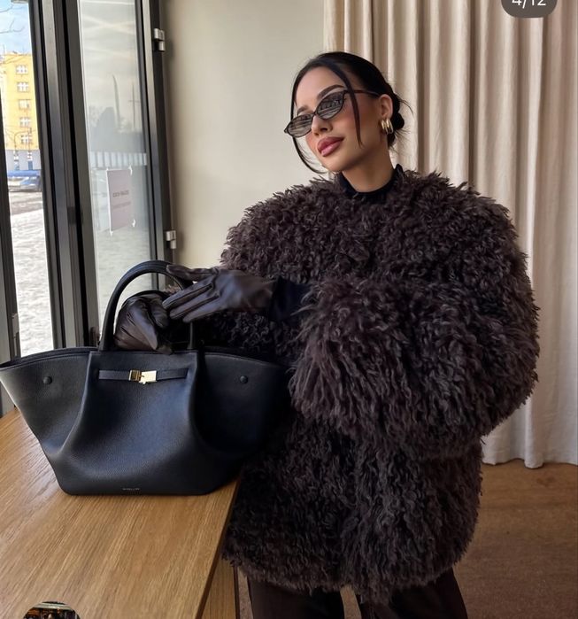 Шуба zara S шоколадна коричнева