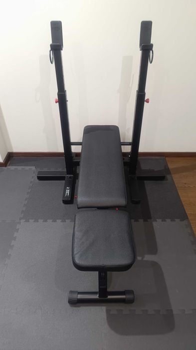 Banco de Musculação Supino Plano, Inclinável, com Suportes de Barra