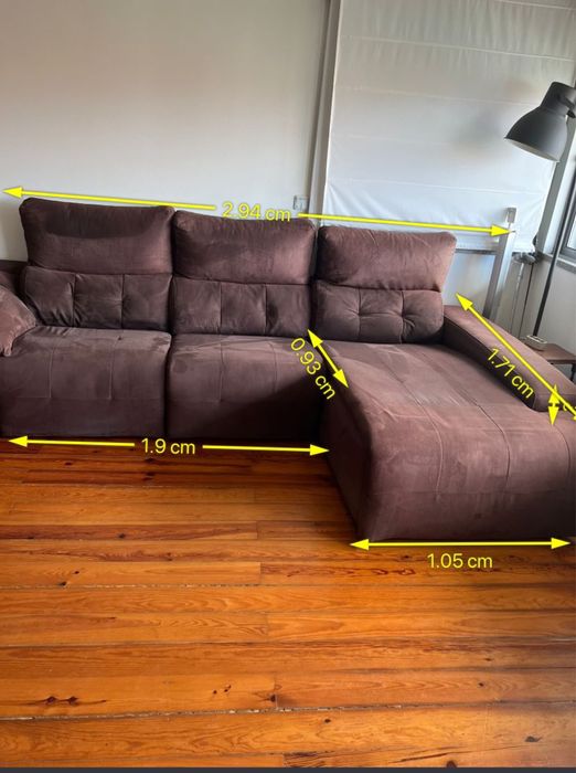 Sofá com chaise longue e apoio pernas eléctricos