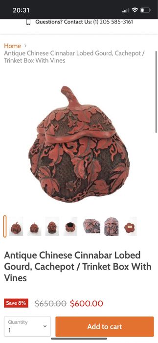 Caixa cabaça laca, charão chinesa, cinabrio antiga