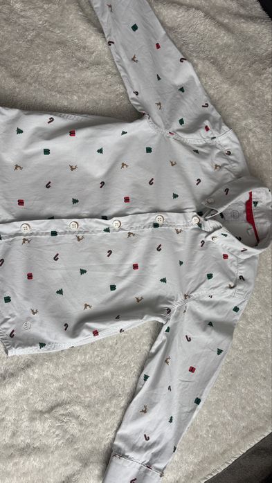 Biała koszula długi rękaw, świąteczna r. 98