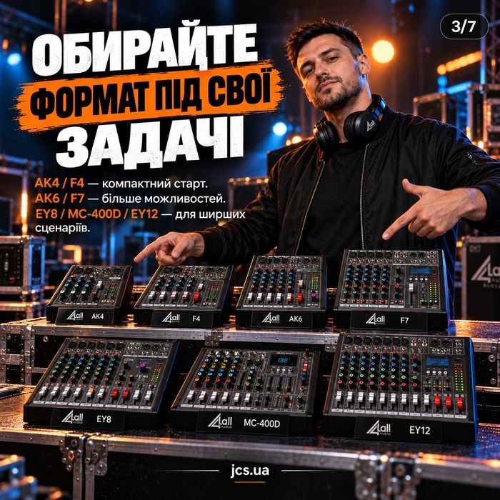 Мікшерні пульти 4all Audio AK4 / F4 / AK6 / F7 / EY8 / MC-400D / EY12