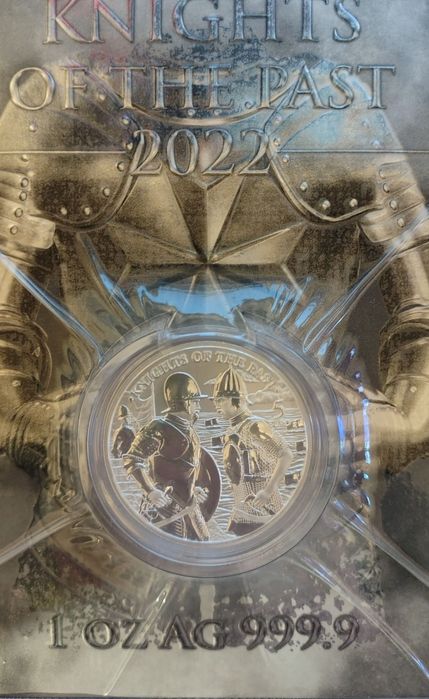 Срібна монета. Лицарі.  2022 рік. 1 унція Блістер