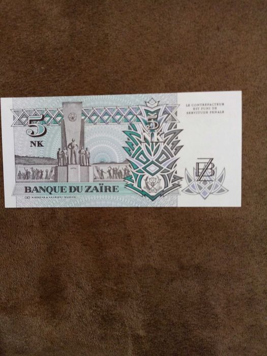 ZAÏRE 1 Nota NOVA - NÃO CIRCULADA de 1993 conforme foto.