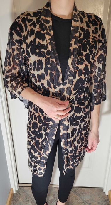 Nowa Narzutka Kimono Mesh Panterka Leopard Rozmiar M