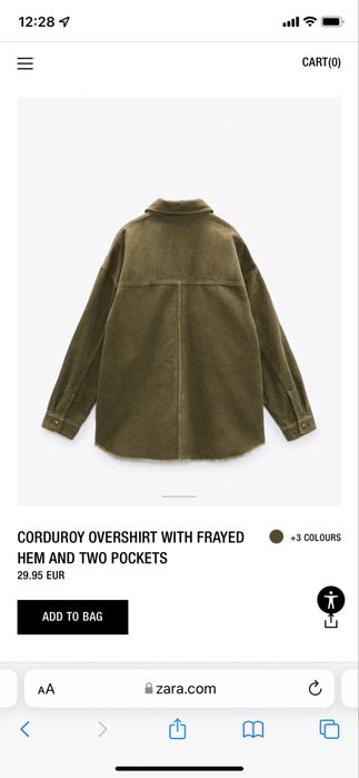 Вельветова сорочка Zara, p.S