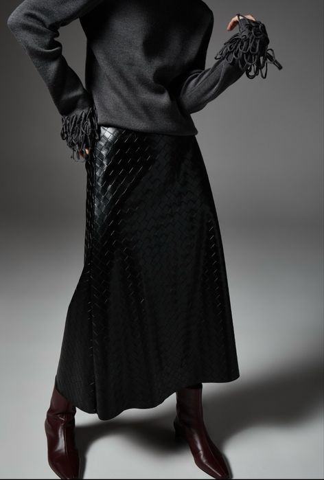 Coosh спідниця міді плетена з екошкіри