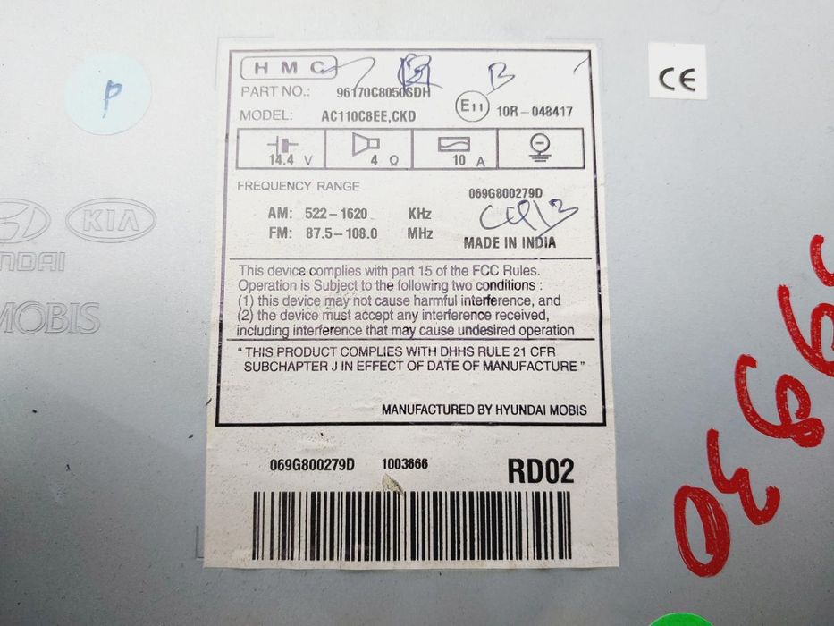 Sistema De Áudio Rádio Cd Hyundai I20