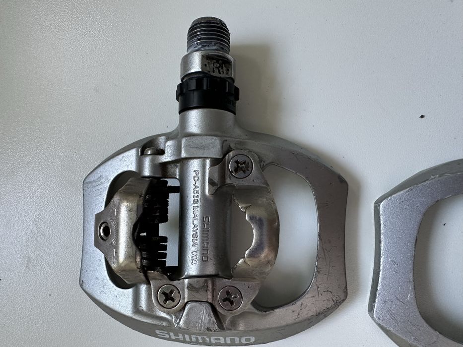 Pedały Shimano PD-A530 SPD + platforma srebrne - sprawne