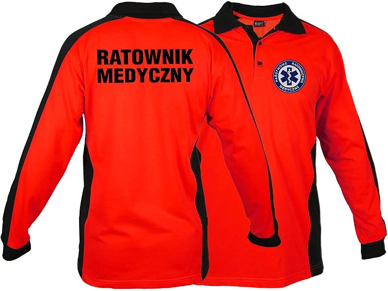 Koszulka ratownicza Polo FLUO męska FUNKCYJNA z długim rękawem (4XL)