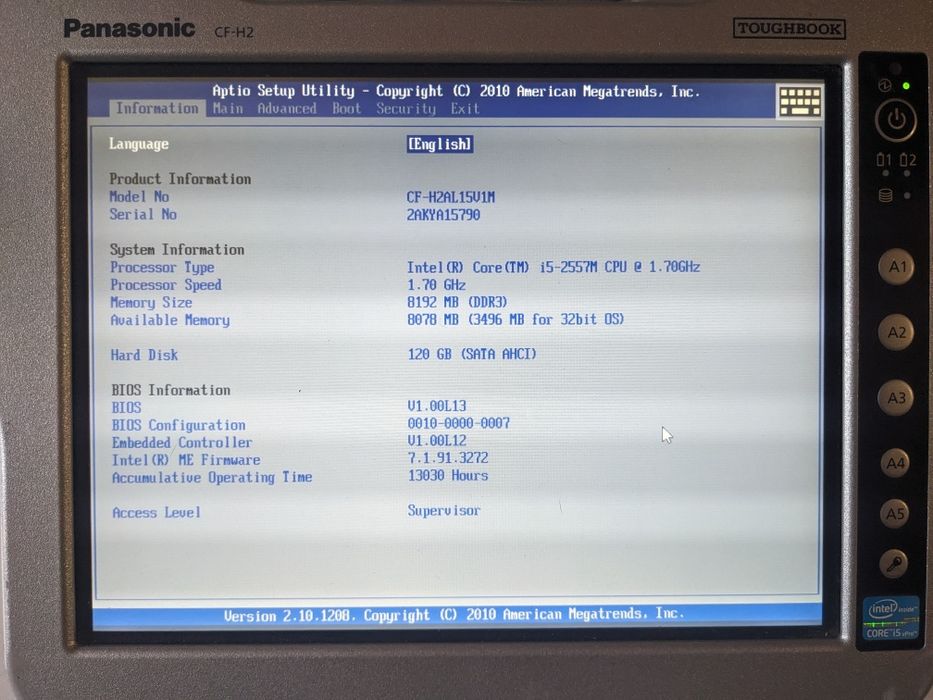 Panasonic CF--H2 MK1 + zasilacz+ trzecia bateria