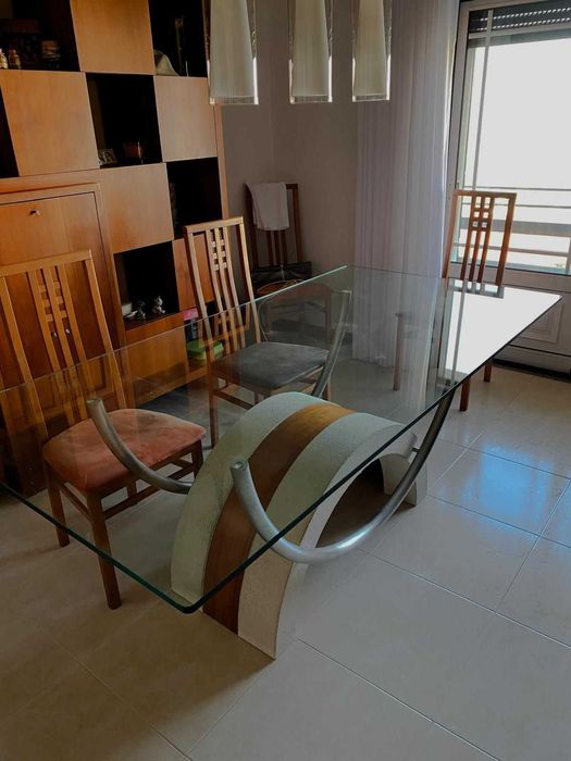 Mesa de vidro retangular