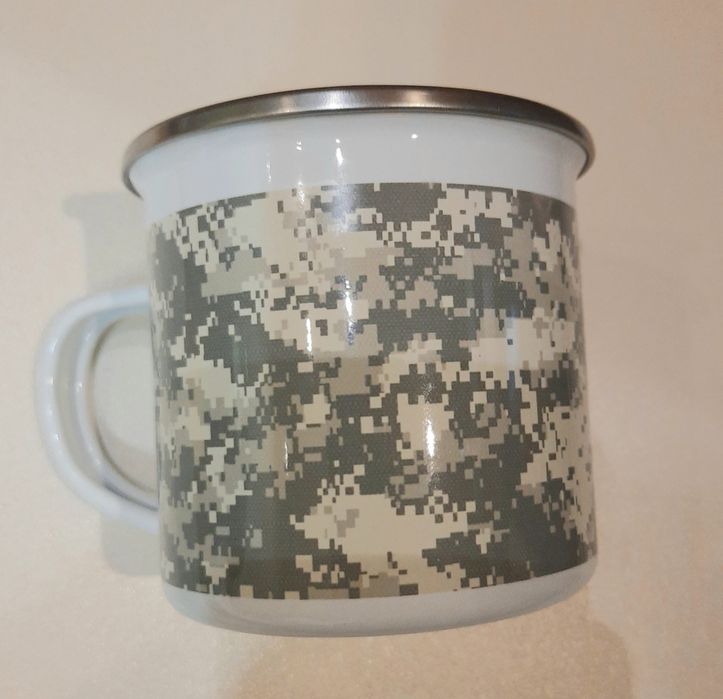 Кружка эмаль с рисунком новая подарок чашка Пиксель