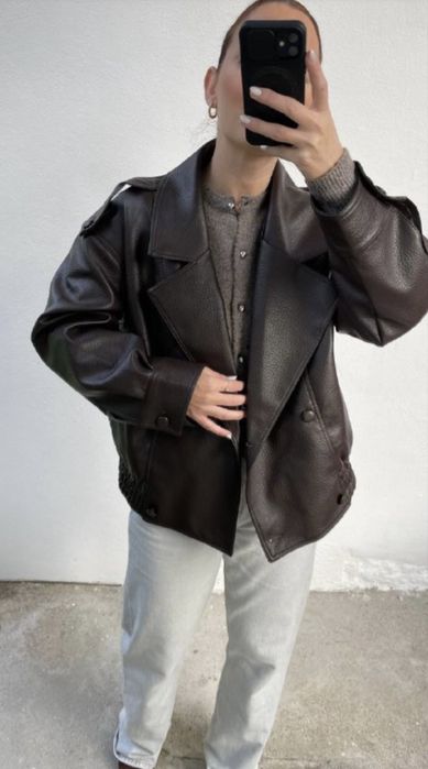 Kurtka skorzana z futerkiem zara