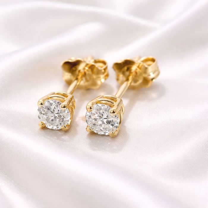 Złote kolczyki z brylantami 0.35ct VS PONADCZASOWE 14K