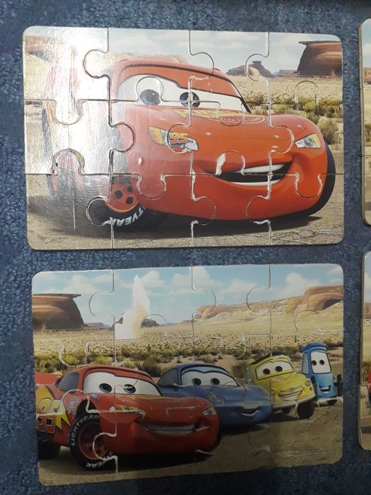 Пазлы Тачки набор  4 по 12 штук дерево