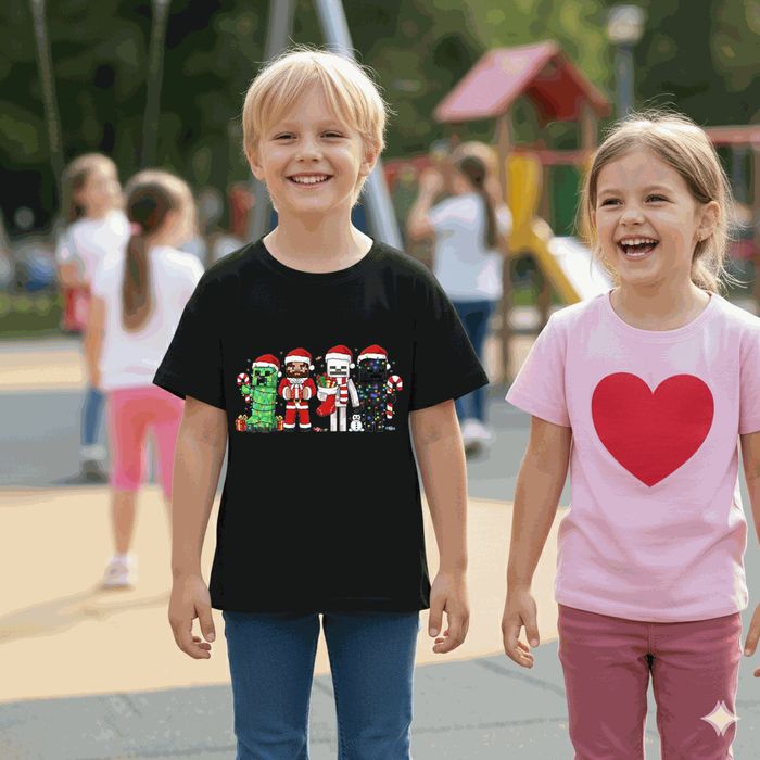 Koszulka dziecięca czarna świąteczne minecraft prezent święta 128