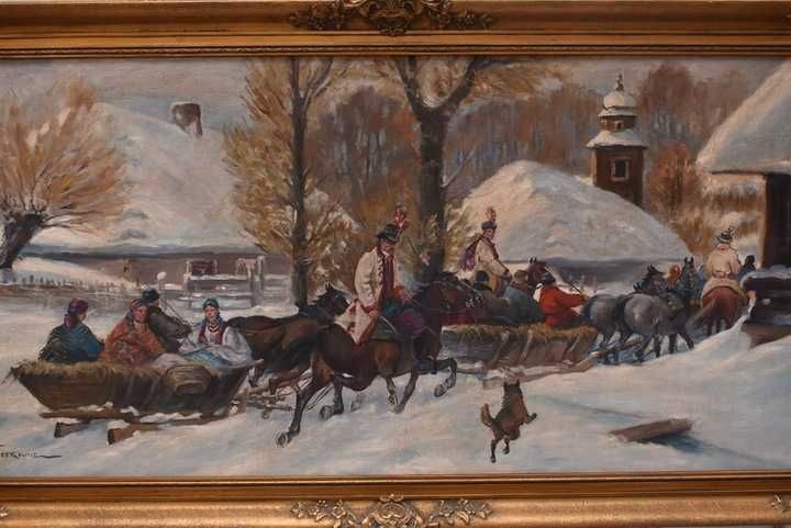 A. Setkowicz - Wyprawa Do Kościoła - Wieś Sanie Zima - Stary Olejny