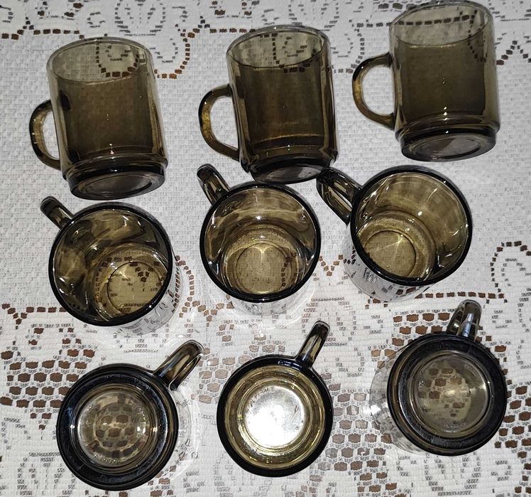 szklanki z uchem - kubki arcoroc - 9 sztuk