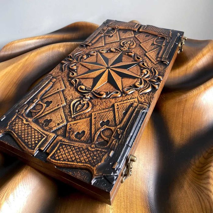 Шахи та нарди 3 в 1 із натурального дерева ігрові