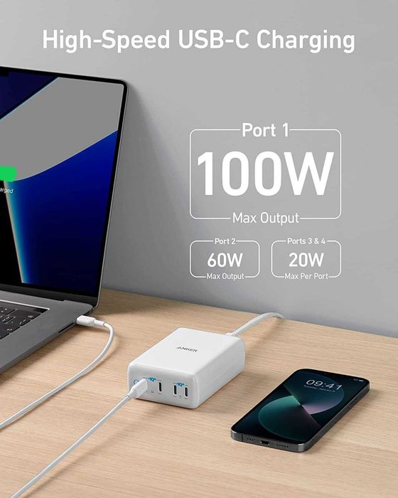 Зарядний пристрій ANKER 547 Charger GaN 120w Зарядка ShopusCenter