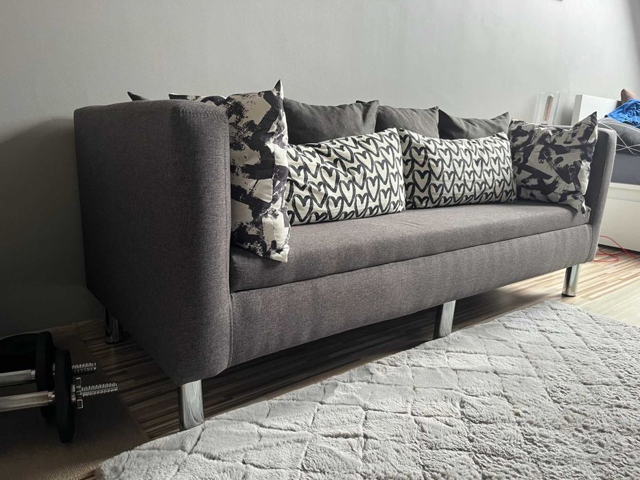 Kanapa Sofa 170 x 67 cm tkanina odcienie szarości