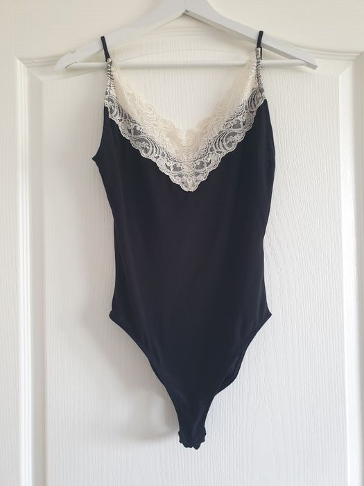 Czarne body z koronką ZARA S 36