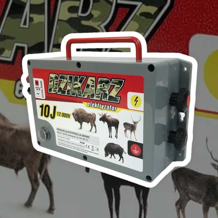 PASTUCH na DZIKI, BYDŁO, SARNY 12/230V, DZIKARZ 10J - turbo mocny PL!