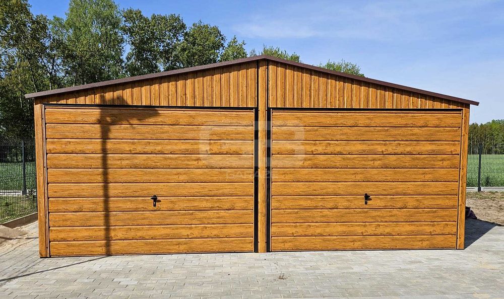 Garaż blaszany 6x6m + wiata 6x1m wolnostojący - 2x brama drzwi GB182